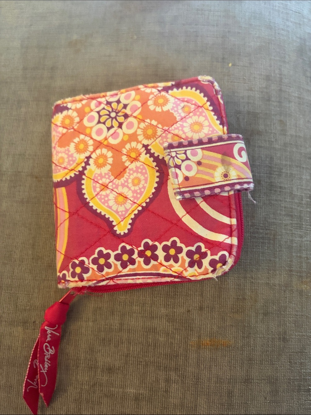 Vera Bradley Pink Floral Quilted Zip-Around Wallet